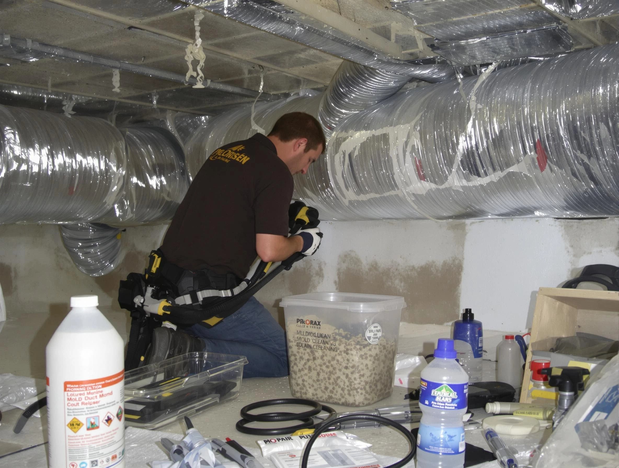 Belen Air Duct Cleaning specialist performing professional mold removal from air ducts in Belen