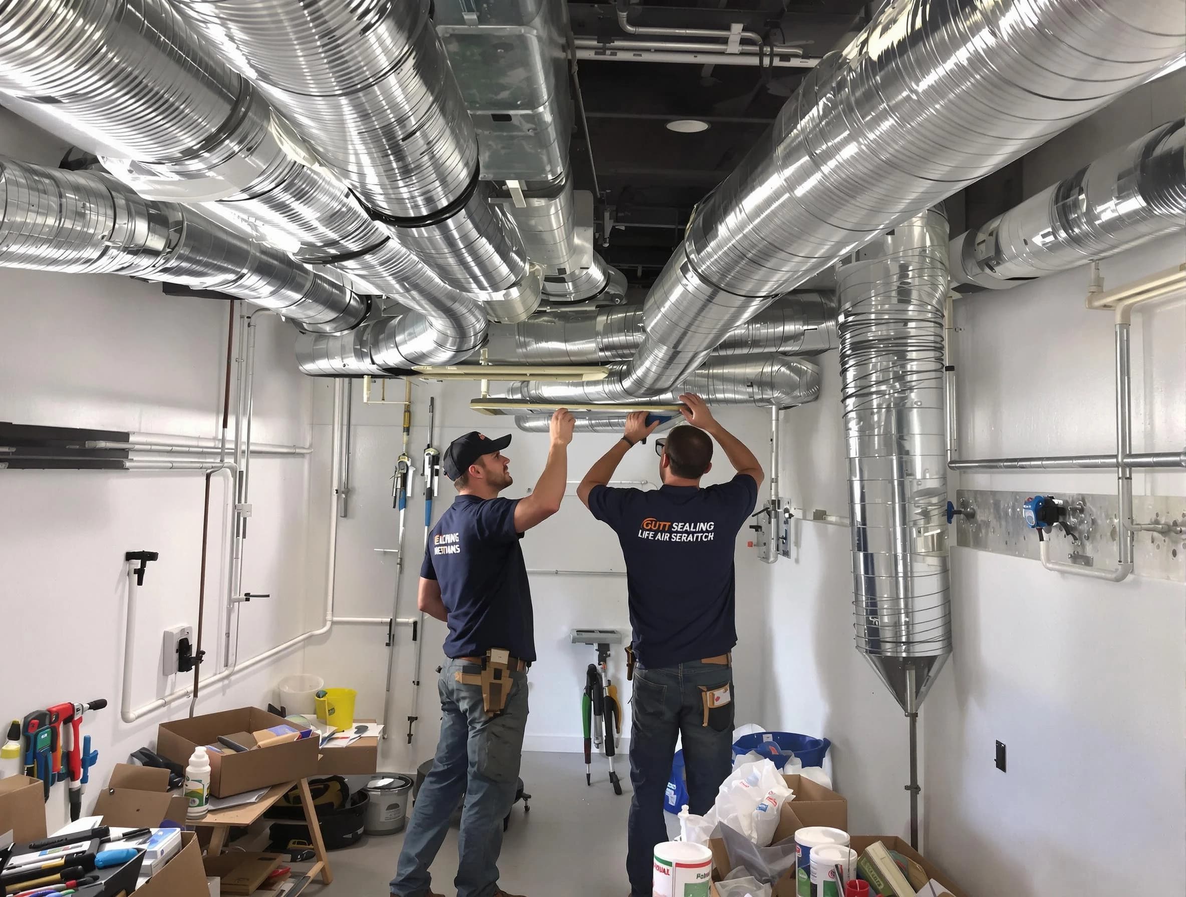 Belen Air Duct Cleaning technician applying professional duct sealing solutions in Belen