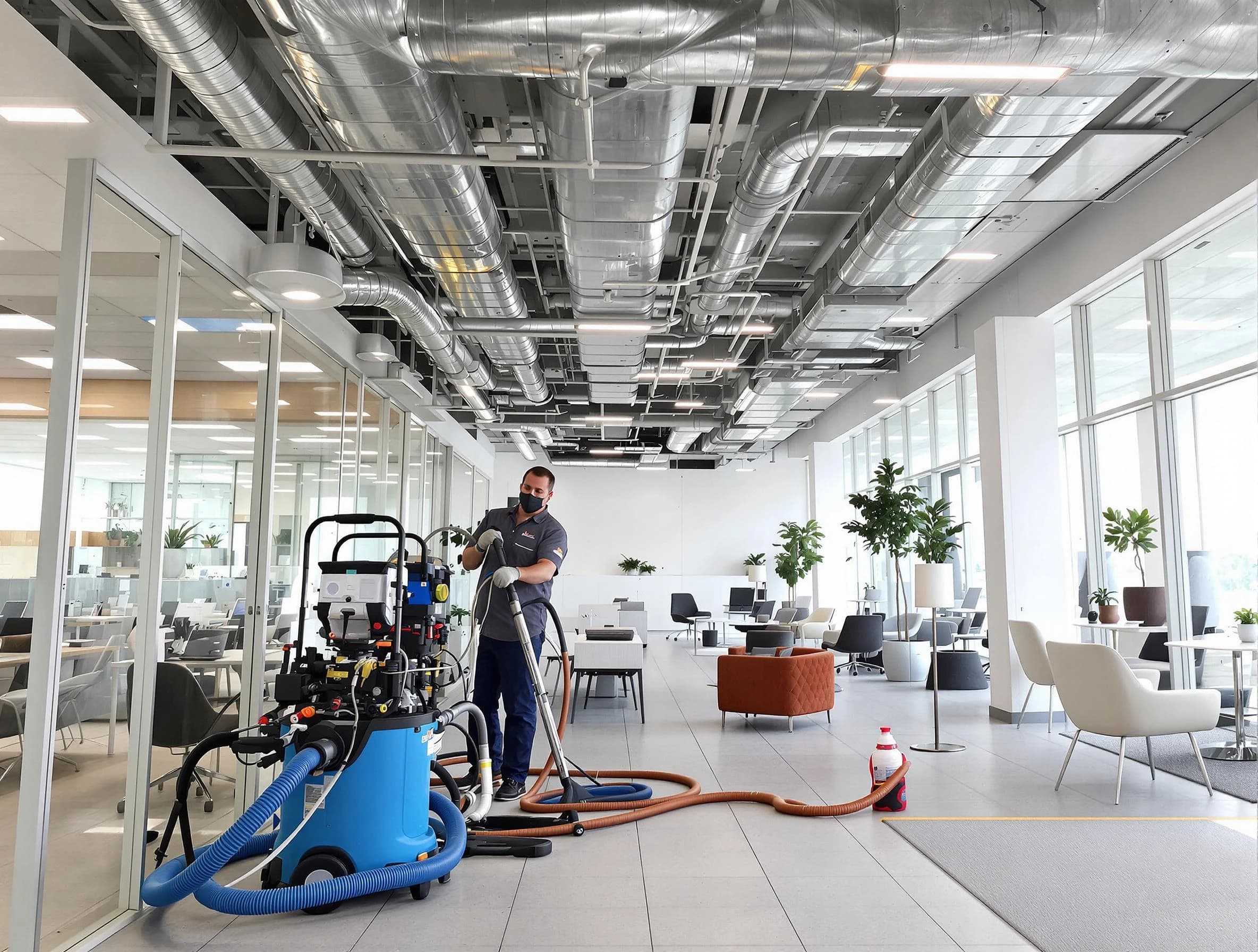 Belen Air Duct Cleaning team conducting comprehensive commercial duct cleaning at a business location in Belen