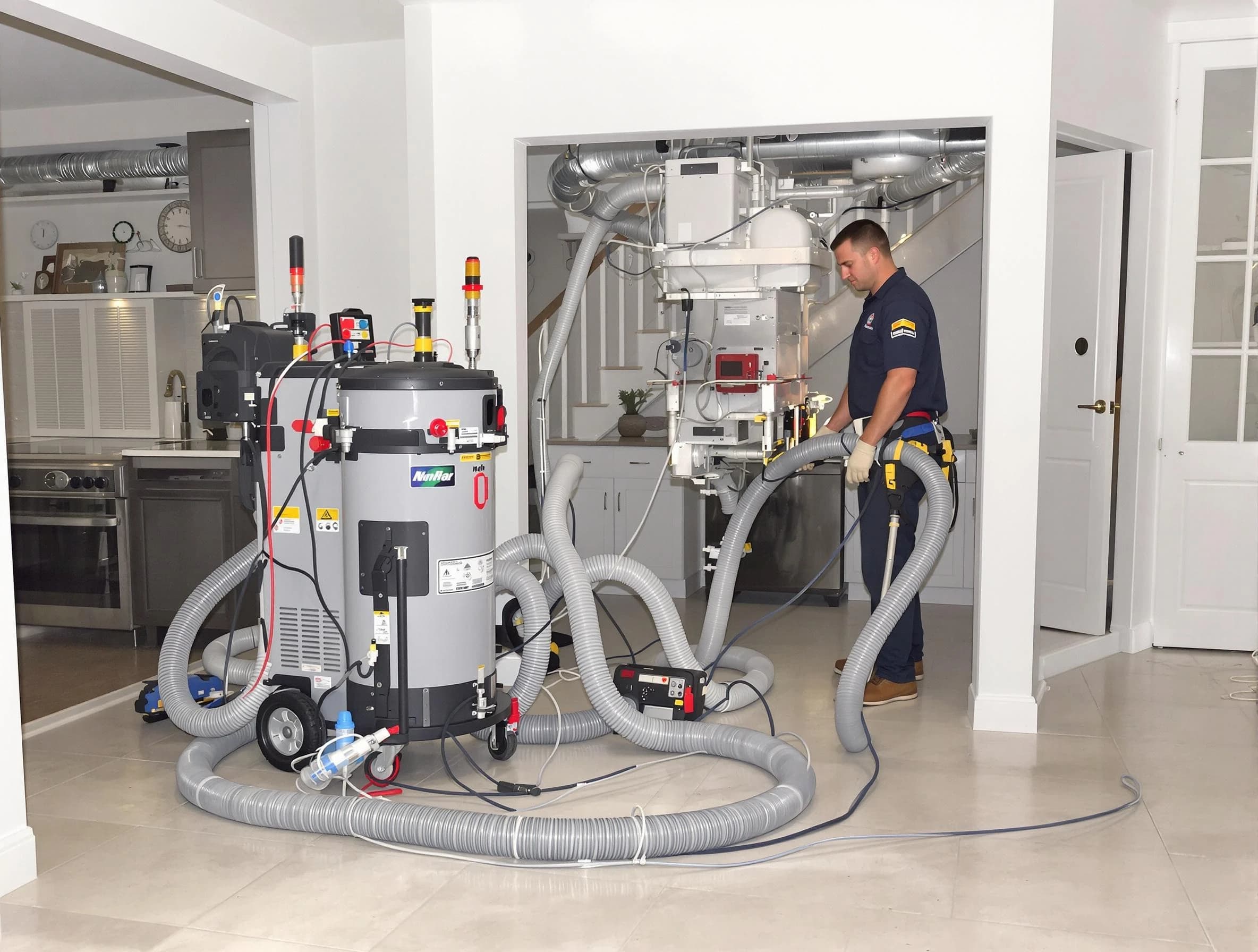 Belen Air Duct Cleaning technician operating negative pressure cleaning equipment for thorough duct maintenance in Belen
