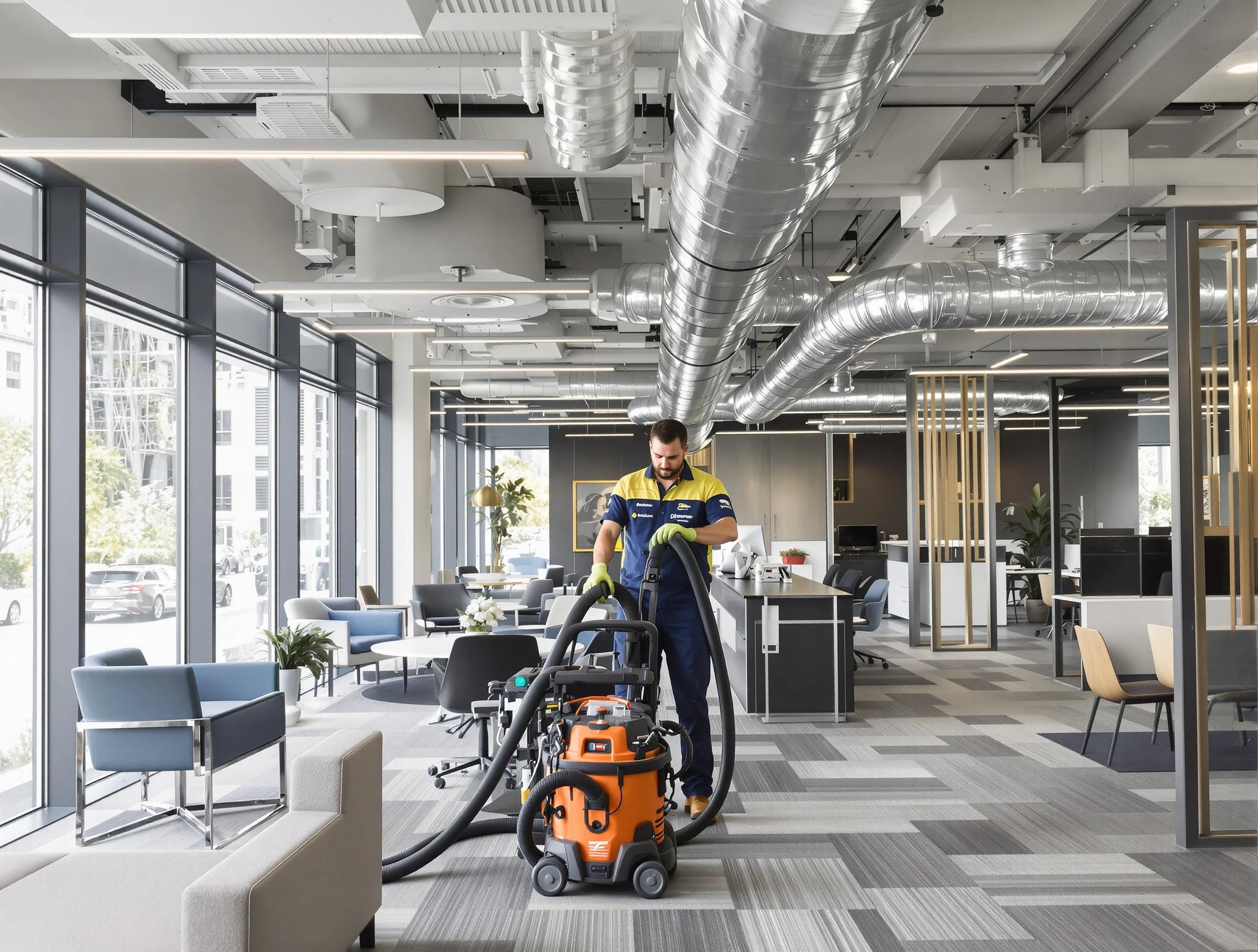 Belen Air Duct Cleaning team performing thorough commercial duct cleaning at a Belen business center